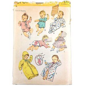 1970s Simplicity Sewing Pattern 8761 Babies Layette Size 6 Months Complete Vinta